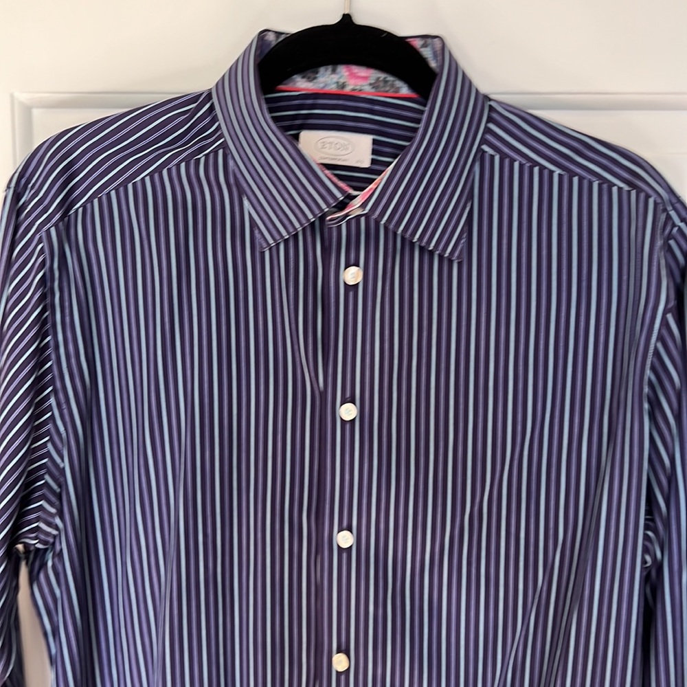 Eton of Sweden Contemporary 16.5x42 Purple striped Dress and Fun shirt 👔